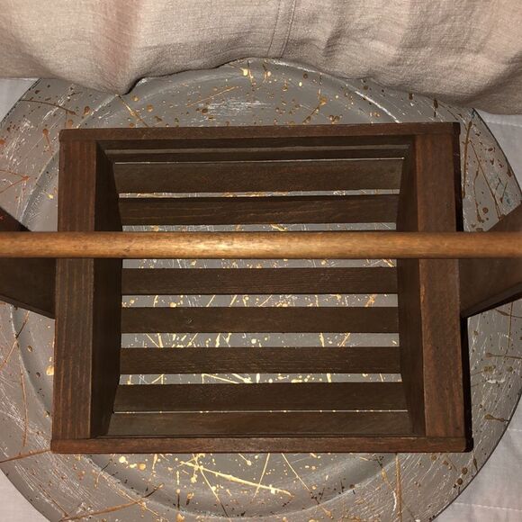 Vintage Brown Handmade Farmhouse Wooden Basket - Picture 6 of 9